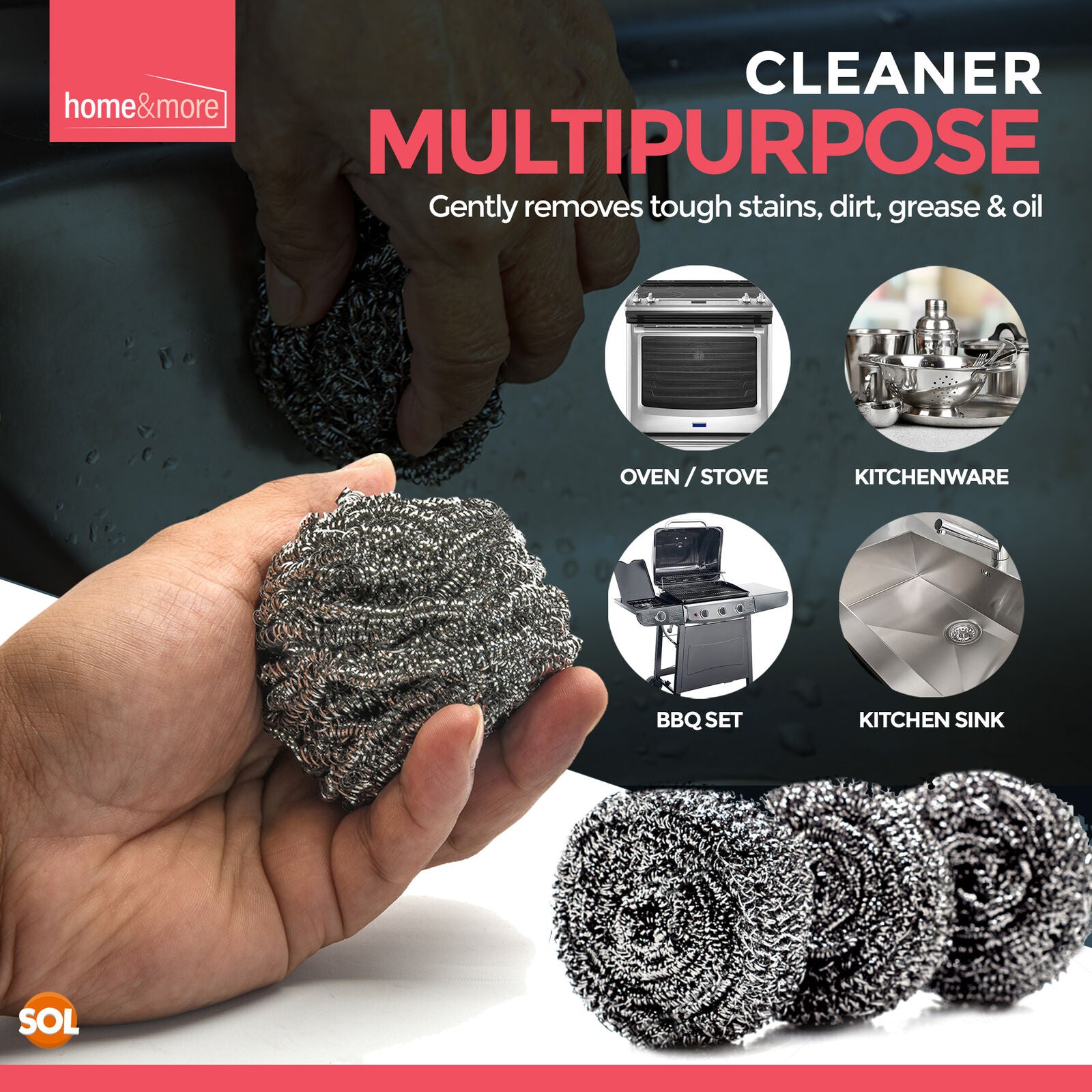 16-32 Stainless Steel Scourers Heavy Duty Kitchen Wire Pan Pads Washing Cleaning