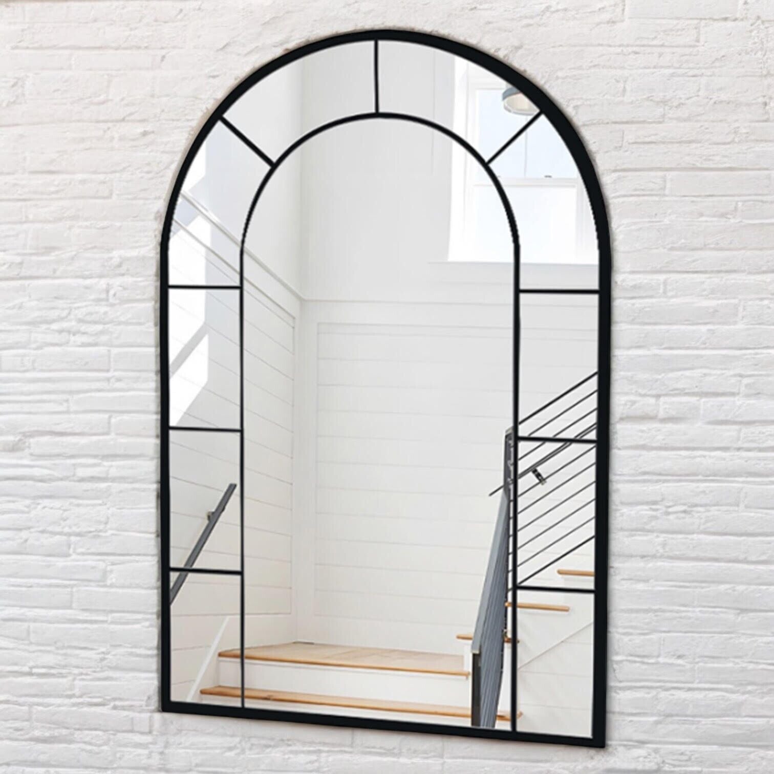 Framed Arched Mirror Wall Mounted Cast Iron Large Mirror Indoor Outdoor Garden