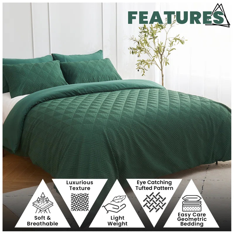 Polyester Geometric Duvet Cover with Pillowcases