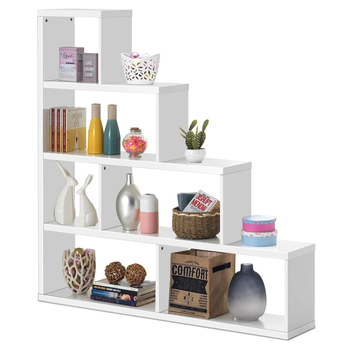 6-Cube Ladder Bookcase for Living Room Study Office