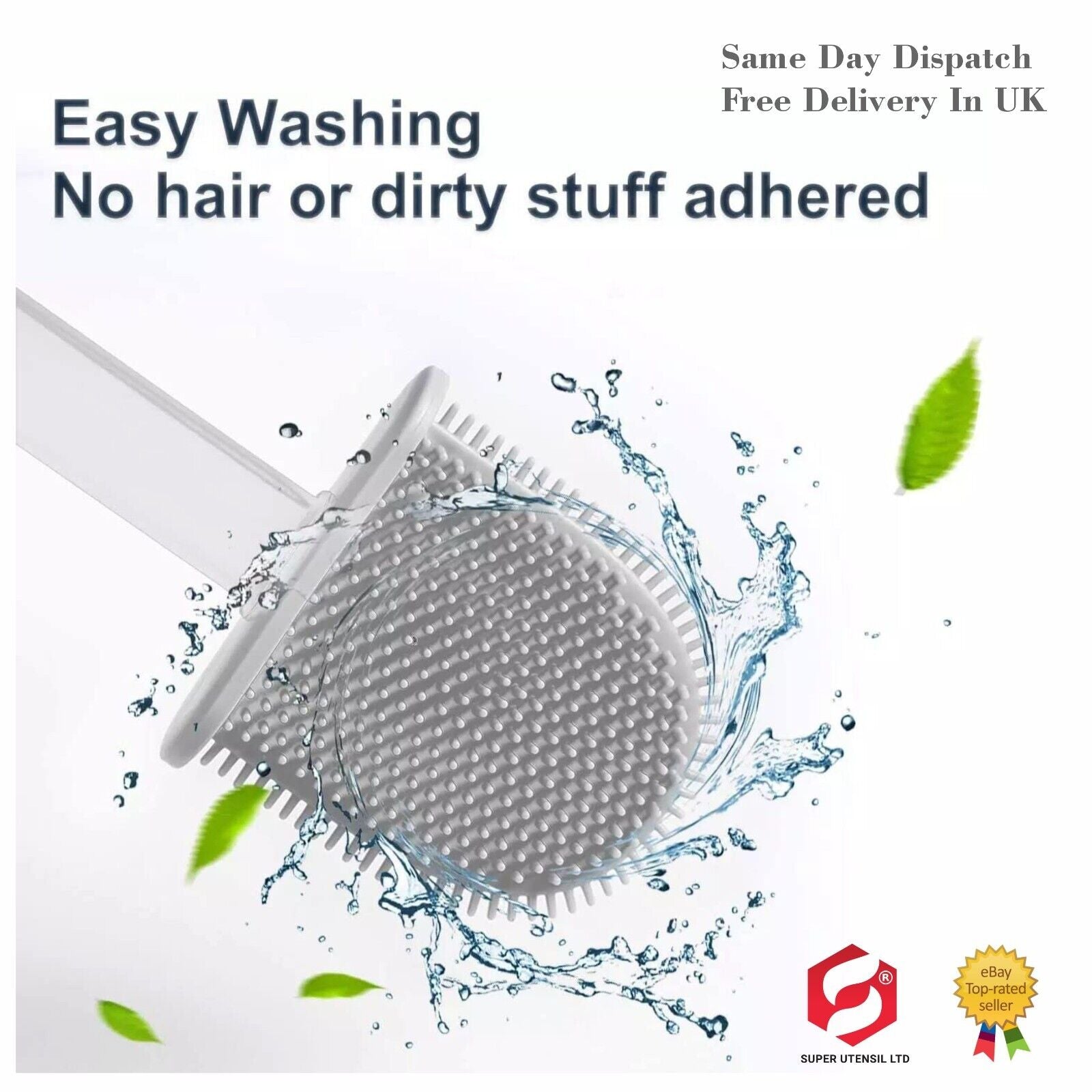 Toilet Brush & Toilet Brush Holdersilicone Soft TPR Cleaning Brush Full Set 2PK