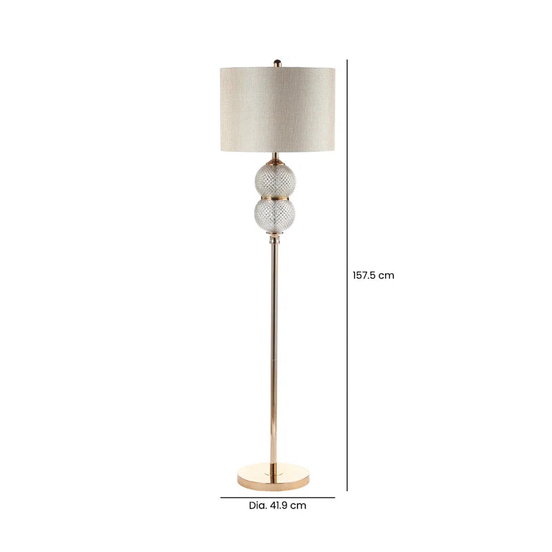 Axiry 157.5Cm Living Room Floor Lamp with Glass & Metal Base, Floor Standing Corner Lamp with Linen Shade