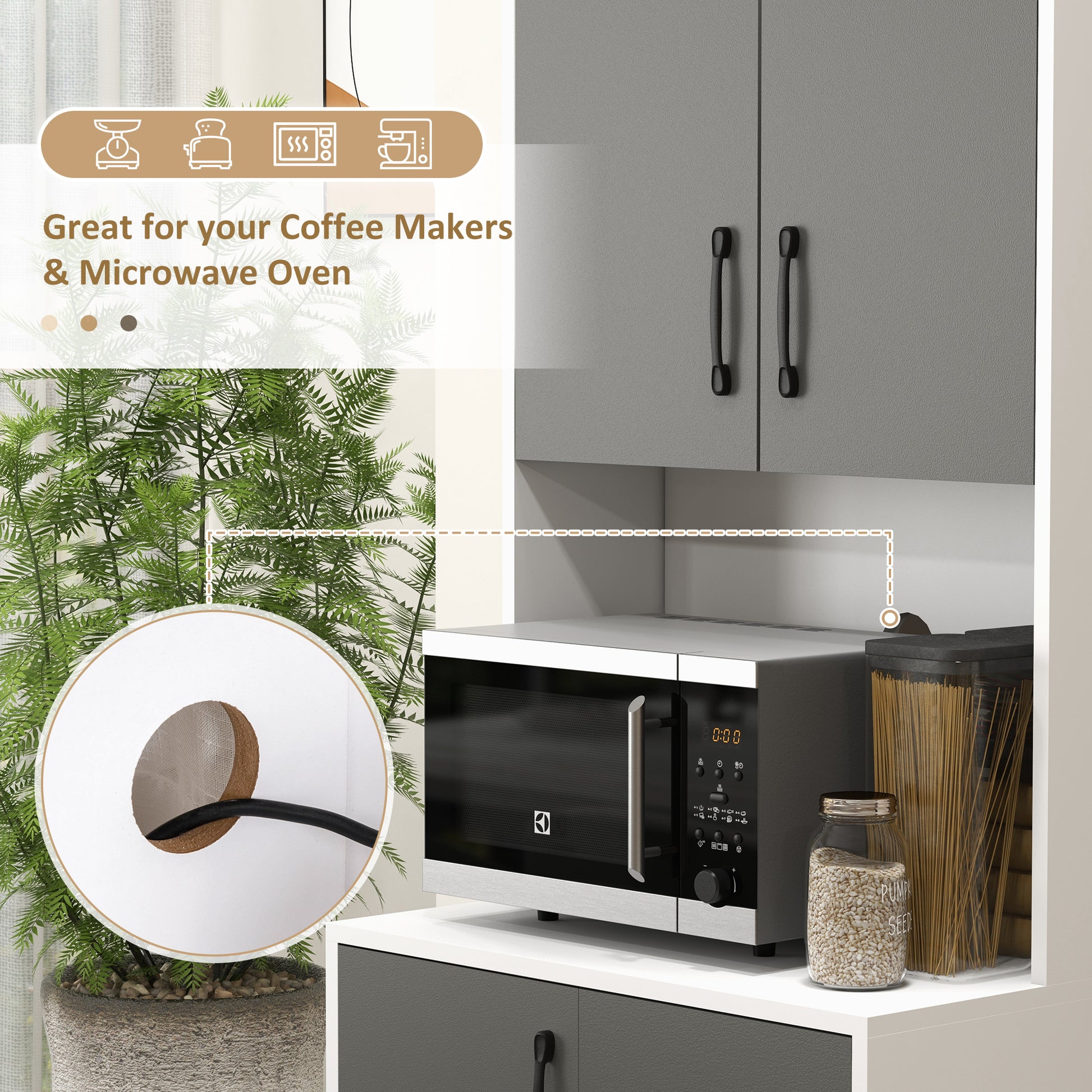 Modern Kitchen Cupboard with Storage Cabinets, 3 Drawers for Living Room