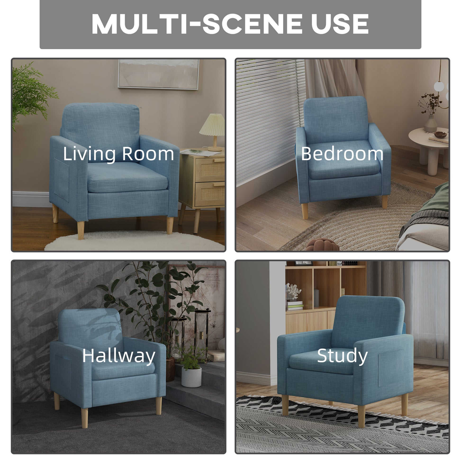 Modern Armchair Fireside Chair Upholstered Accent Chair for Living Room