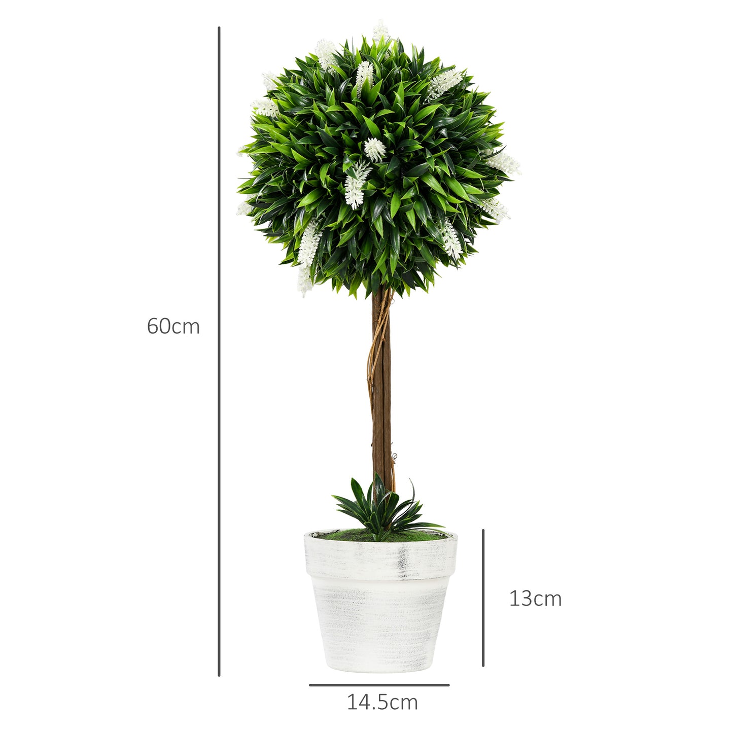 Set of 2 Decorative Artificial Plants Ball Trees with Flower