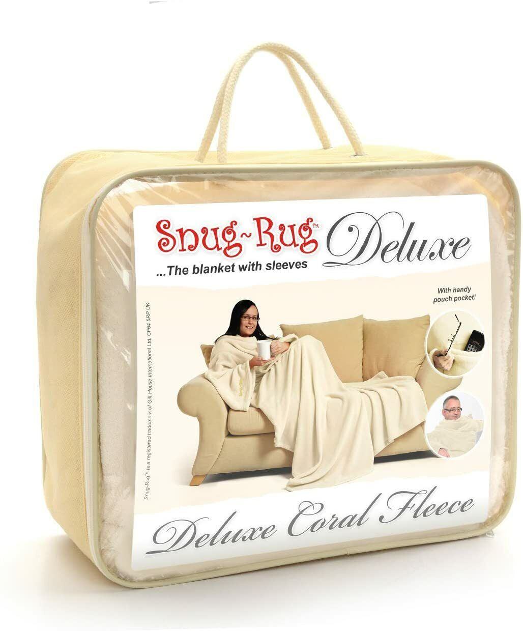 Genuine Snug Rug DELUXE ™ ADULT Cosy Warm SLEEVED Arms Blanket Fleece Official