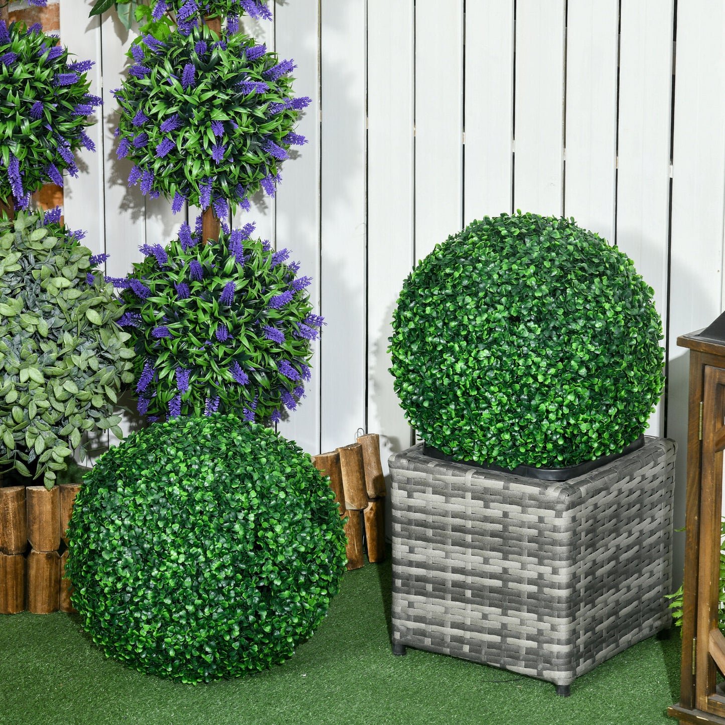 40Cm Artificial Topiary Balls Set of 2 Hanging Faux Boxwood Balls for Home