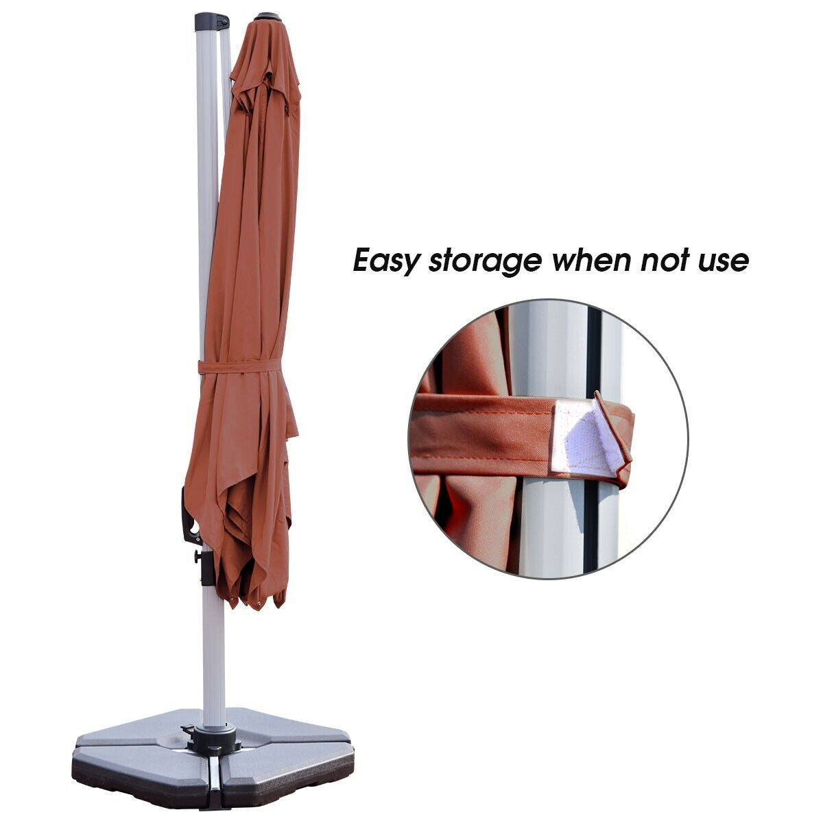 3M Cantilever Garden Parasol with Tilted Design and 360° Rotation