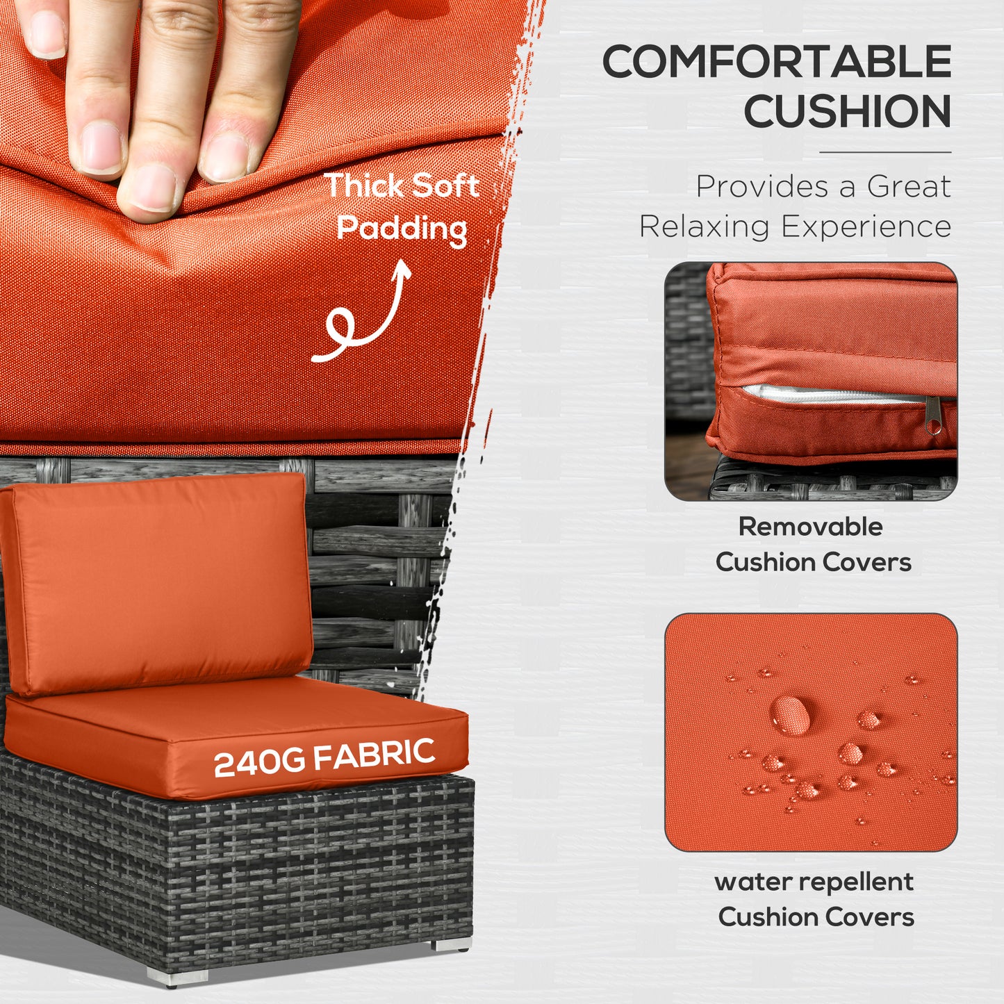 Rattan Outdoor Garden Furniture Patio Corner Sofa Set with Cushions