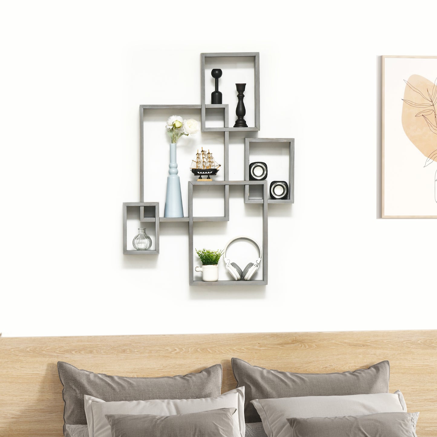 Wall Mounted Interlocking Cube Shelves, Display Wall Shelf for Living Room