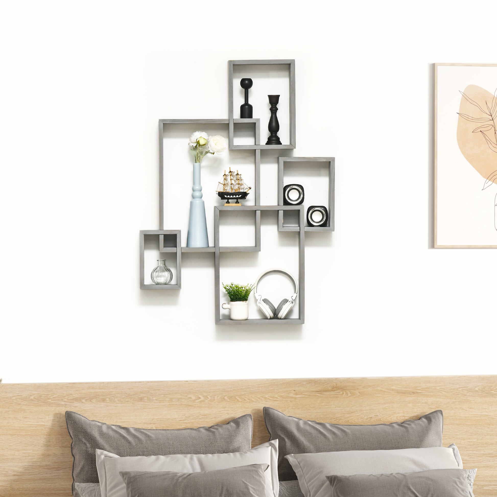 Wall Mounted Interlocking Cube Shelves, Display Wall Shelf for Living Room