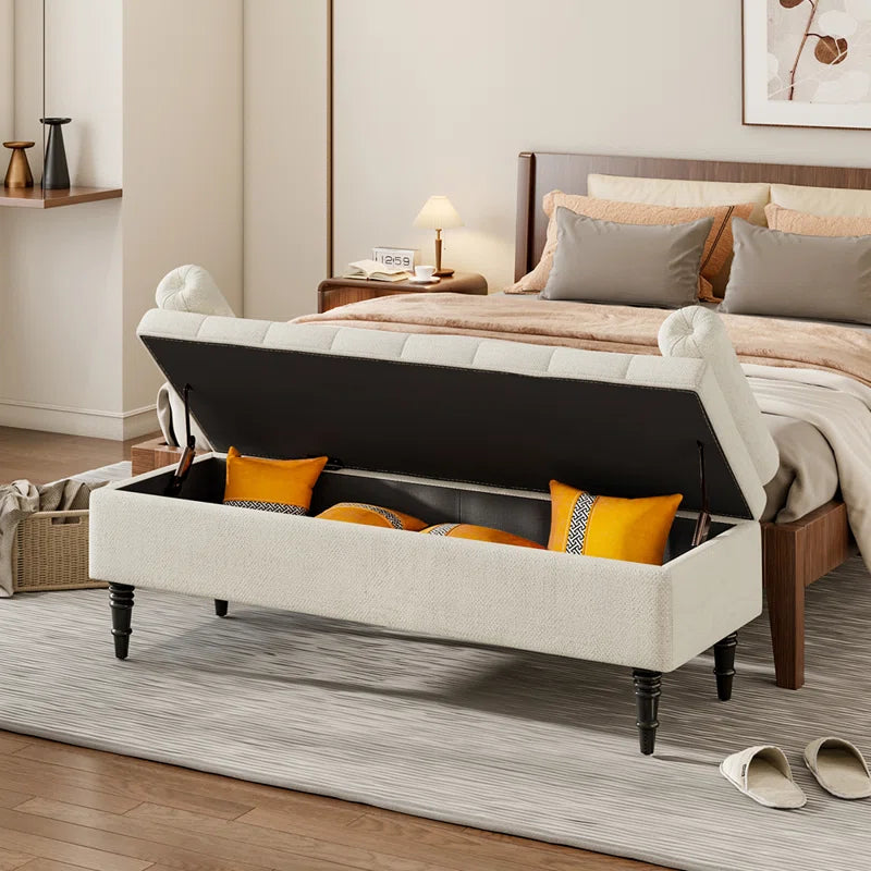 Ethelsville Upholstered Flip Top Storage Bench with Side Arms