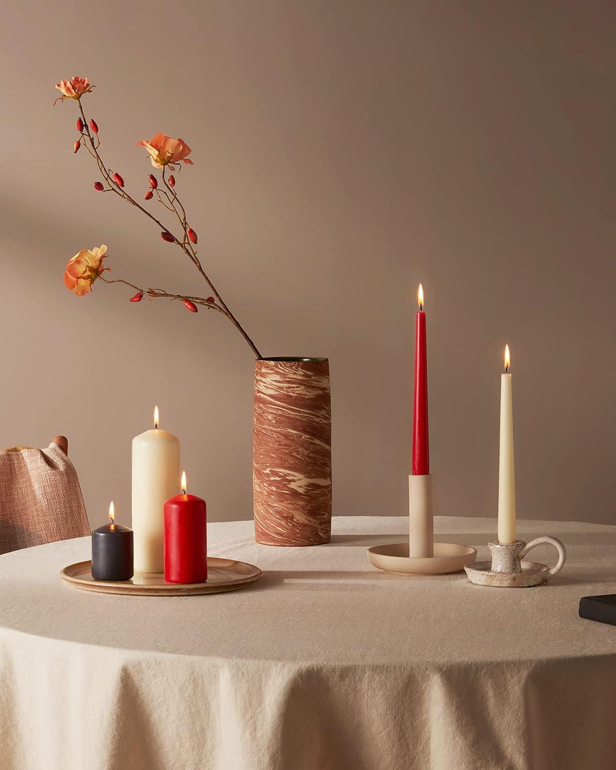 PACK of 10 RED PILLAR CANDLES 40 X 90 MM