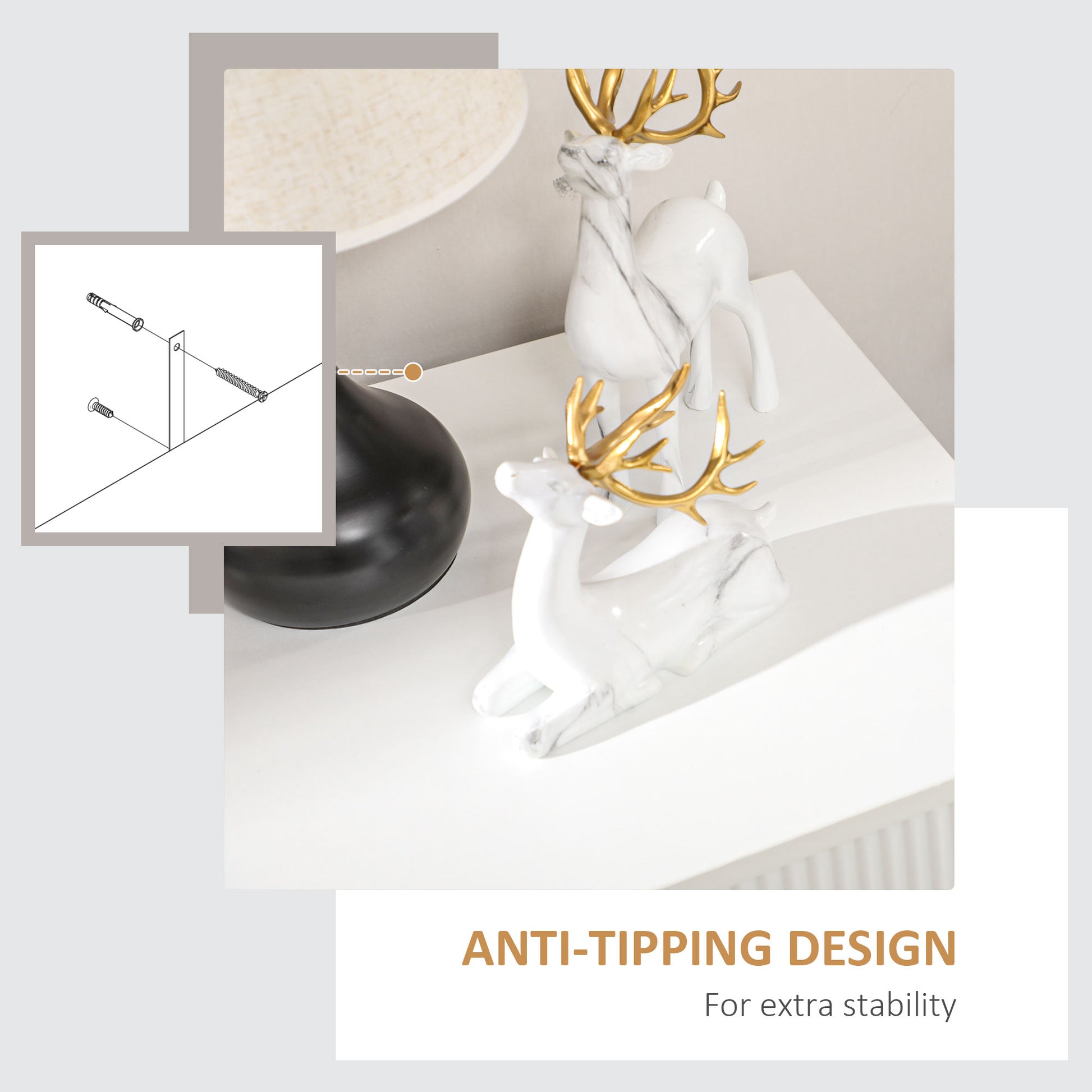 Small Chest of Drawers, Dresser with Handles Living Room White