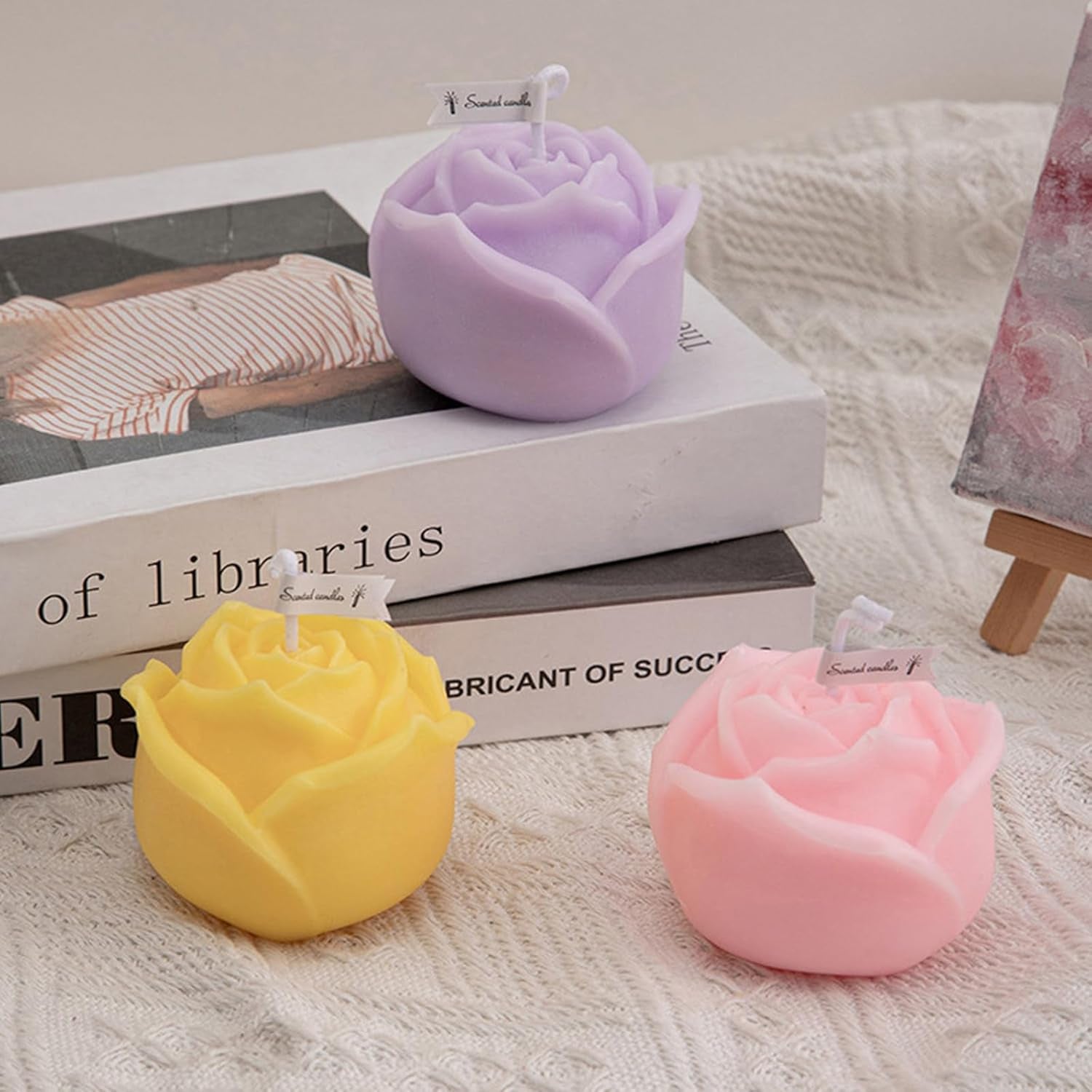 Rose Flower Candle, Handmade Creative Rose Scented Candle, Aromatherapy Candle Ornament, Rose Shaped Tealight Candles for Wedding Valentine'S Day Baby Shower Bridal Shower Birthdays Home Decoration