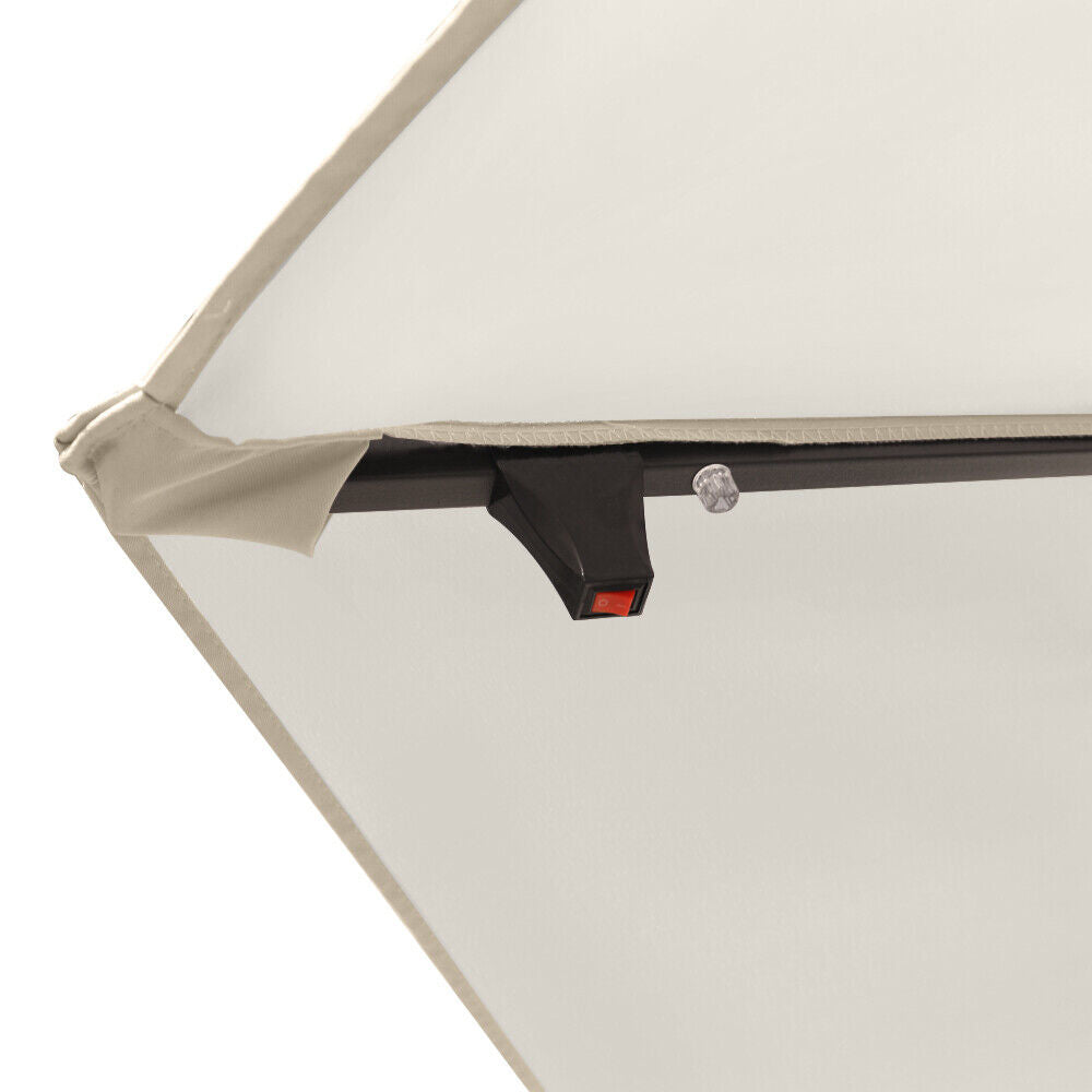 3M LED Powered Banana Parasol Outdoor Garden Hanging Cantilever Umbrella Crank