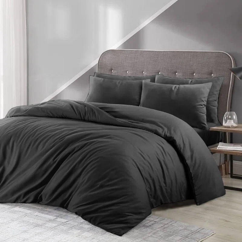 Lameya Luxury Microfibre 200 TC Duvet Cover Quilted Plain Bedding Sets with Pillow Cases