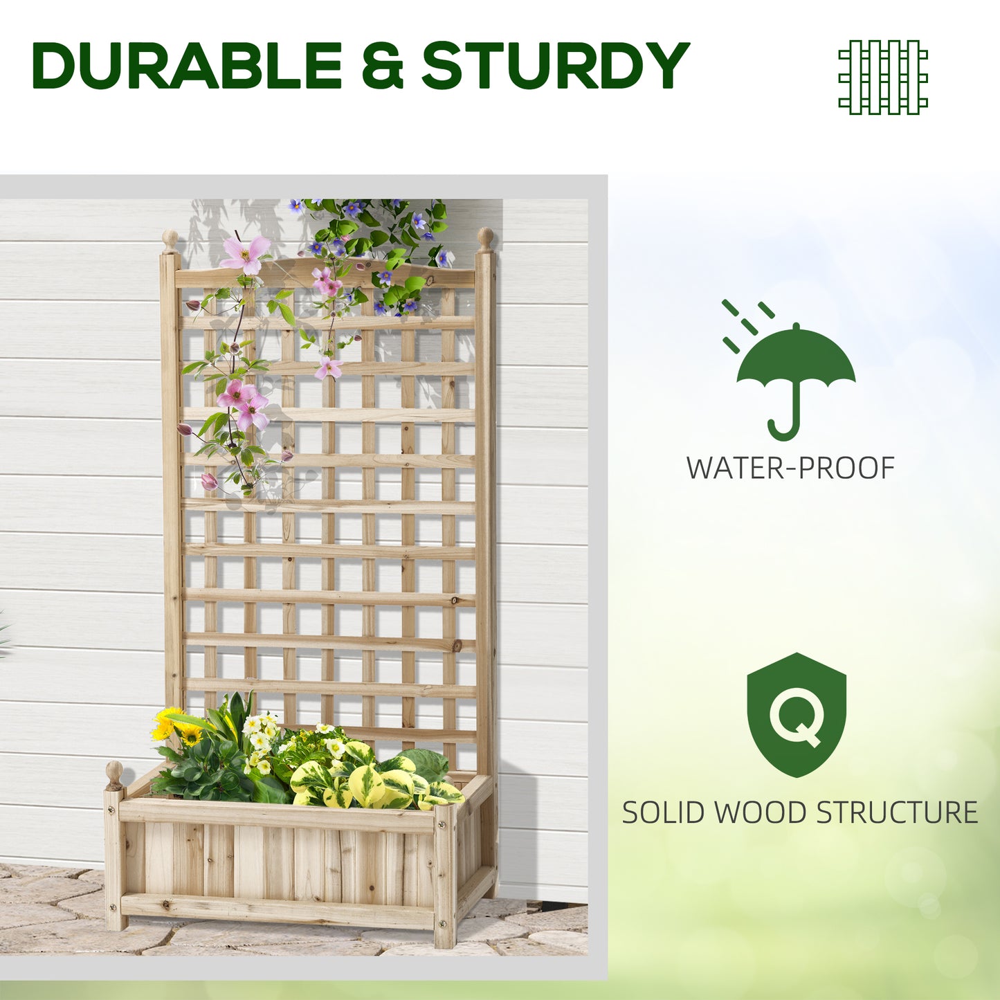 Garden Planters with Trellis for Climbing Vines Indoor Outdoor