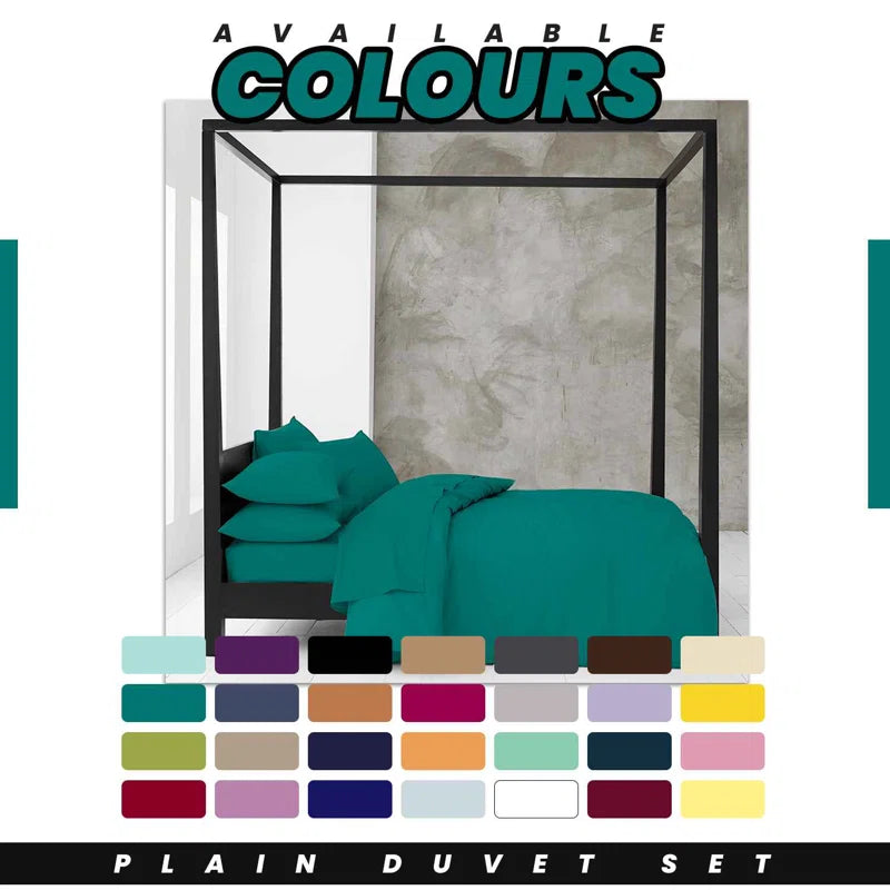 Cotton Blend Solid Colour Duvet Cover with Pillowcases
