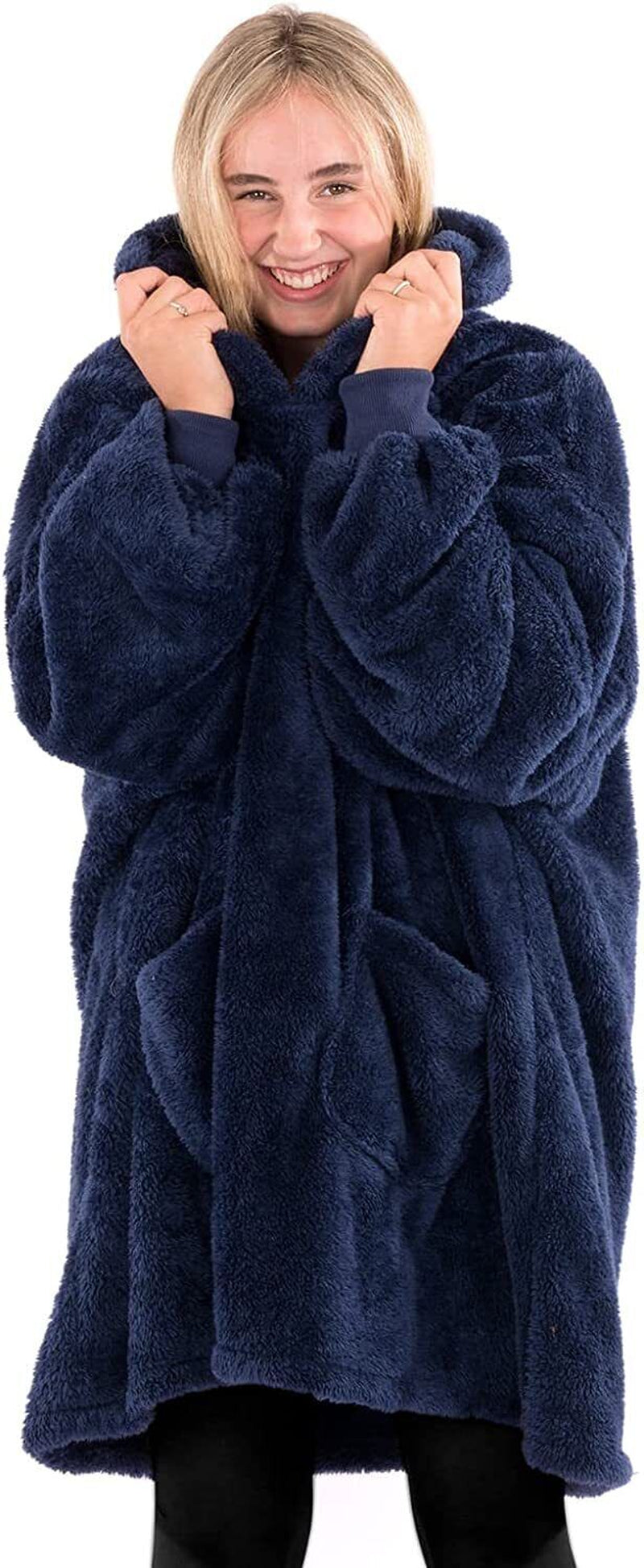 Snugrug Oversized Long Hooded Adult Sherpa Big Fleece Blanket Hoodie Sweatshirt