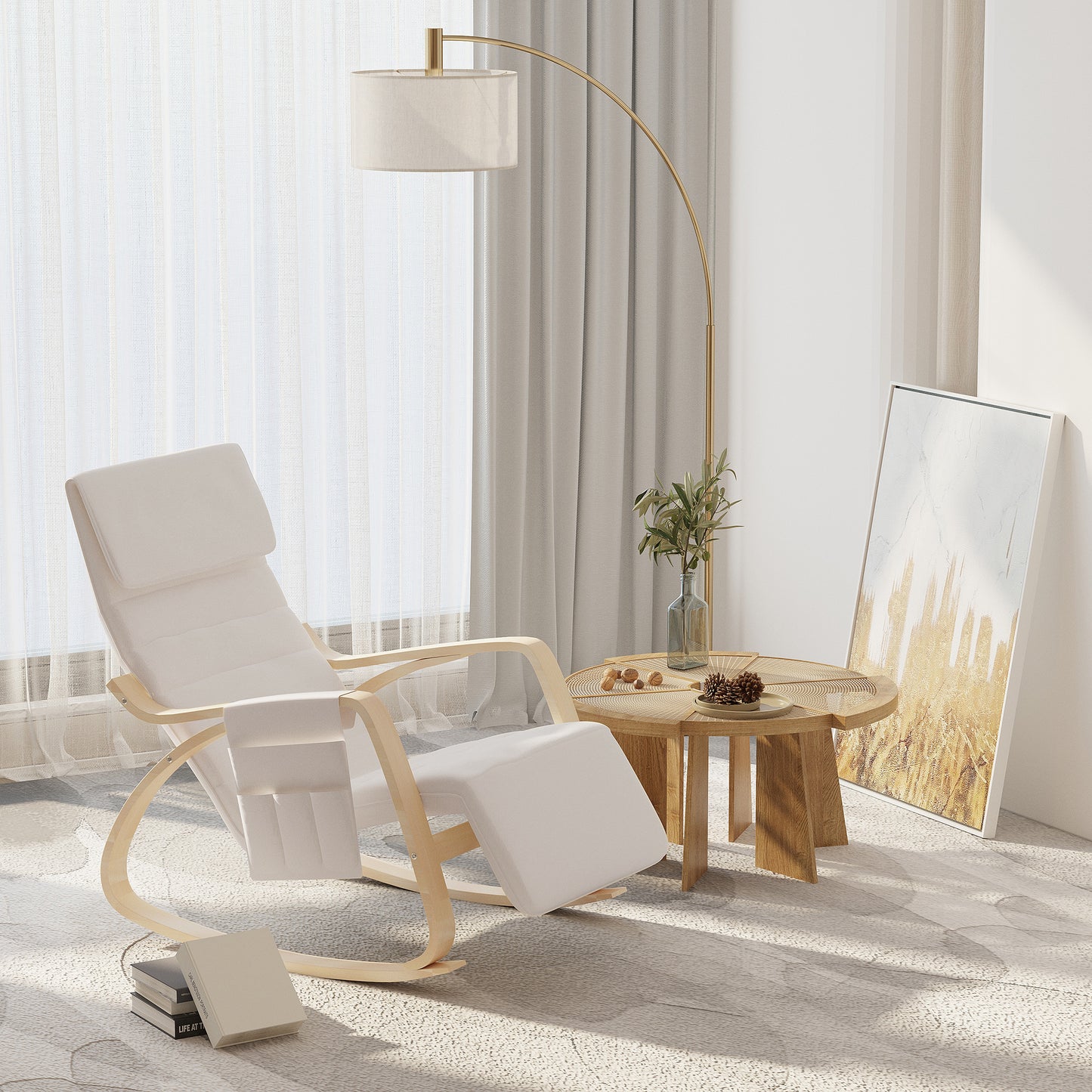 Modern Rocking Lounge Chair Recliner with Adjustable Footrest