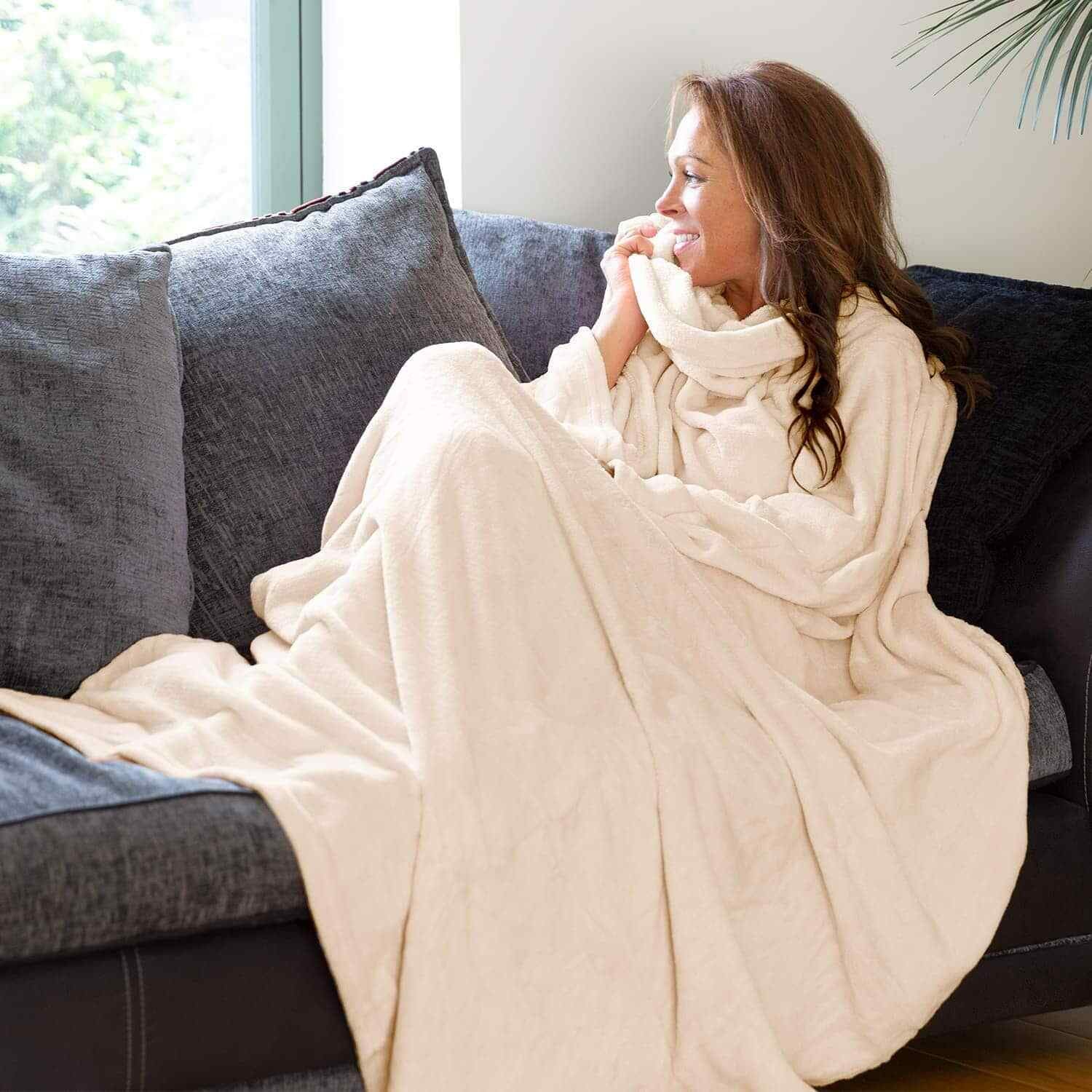 Genuine Snug Rug DELUXE ™ ADULT Cosy Warm SLEEVED Arms Blanket Fleece Official