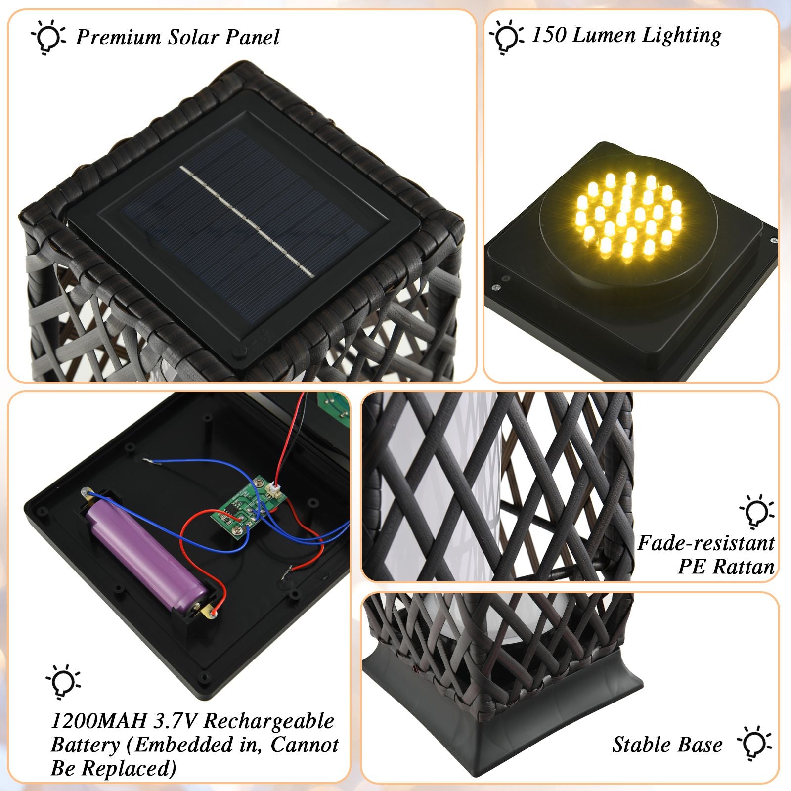 2 Pieces Outdoor Solar-Powered Floor Lamp Set