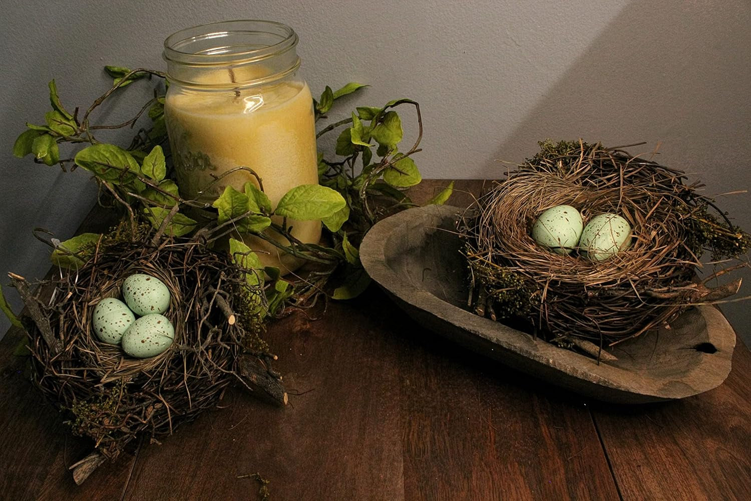 Faux Decorative Bird'S Egg Nest - Cute Bird Nest with Eggs Tabletop Decoration for Spring, Summer, Everyday Home Decor (Robin'S Eggs - Set of 2)
