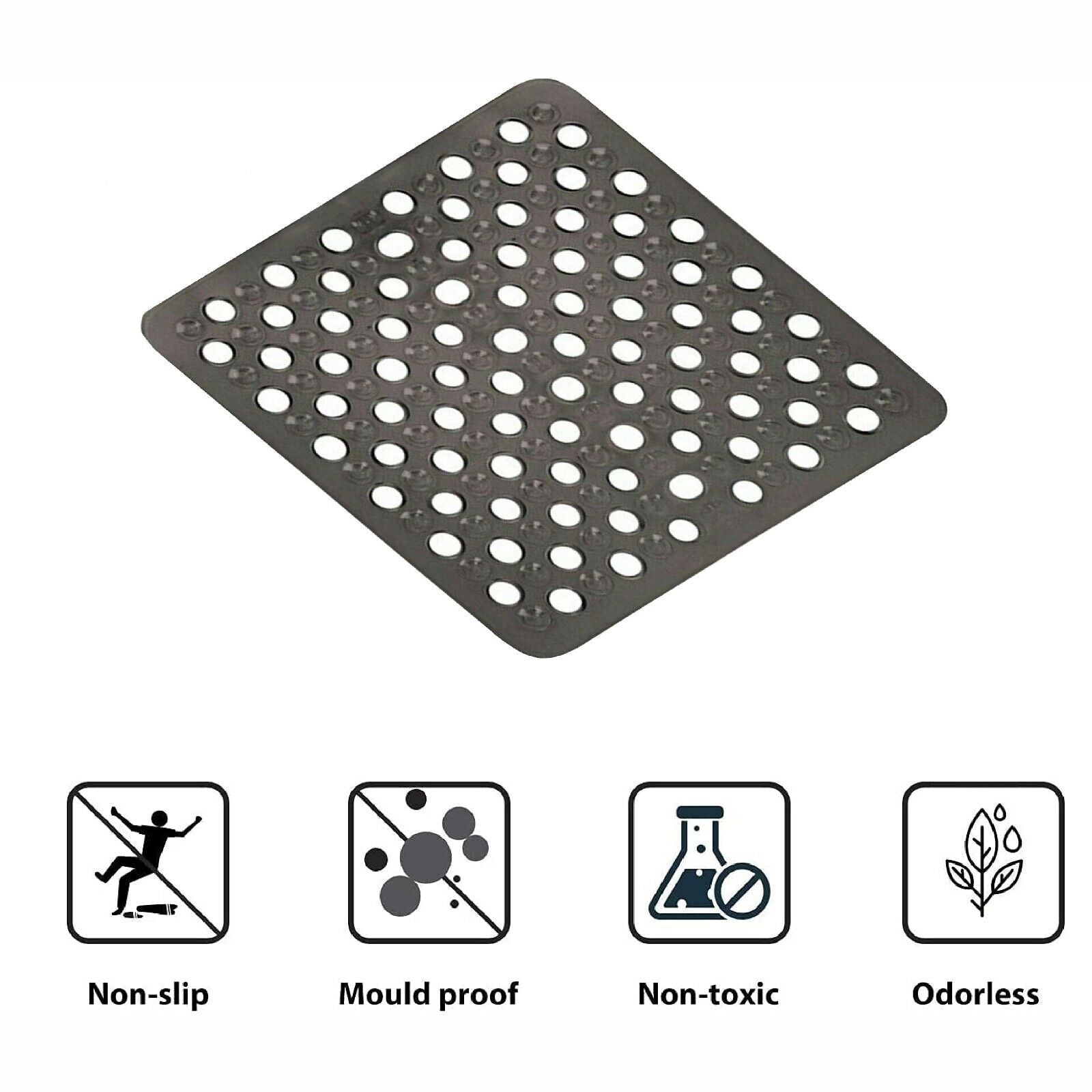 BATH SHOWER MAT NON SLIP PVC BATHROOM RUBBER MATS anti SLIP SUCTION 43 X 43 Cm