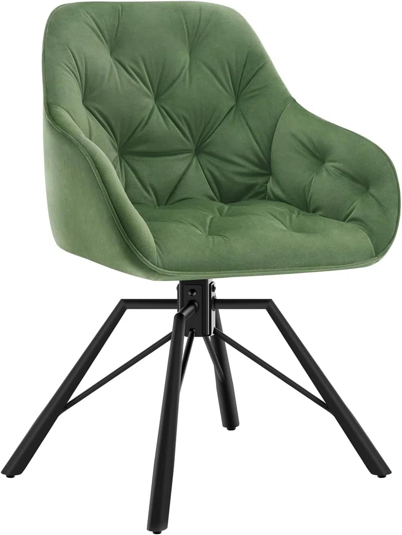 Dining Chair Swiveling, 1X Swivel Chair with Armrests, Dining Chair, Kitchen Chair, Upholstered Chair, Armchair, for Dining Room, Kitchen, Living Room, with Metal Legs, Velvet Cover, Cream