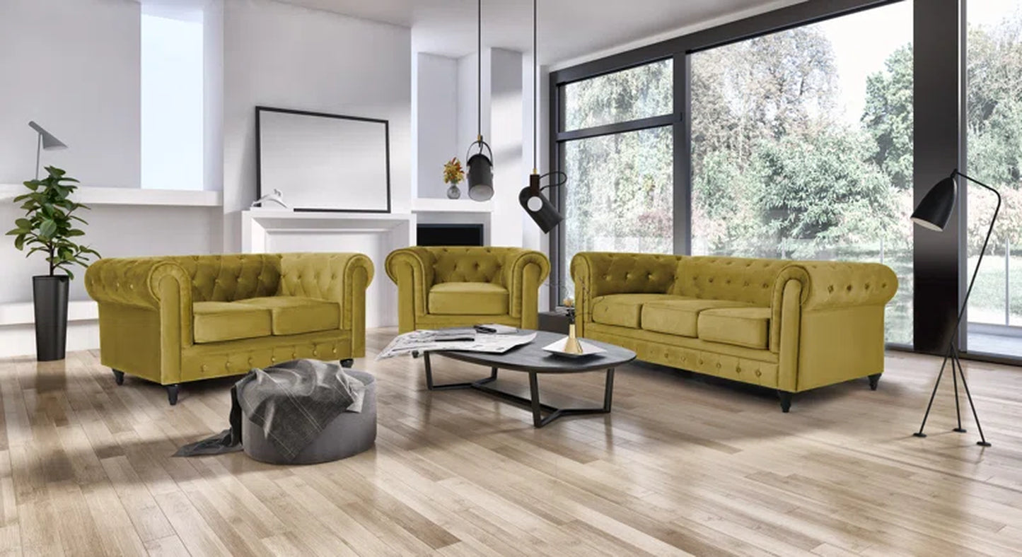 Asya 3 - Piece Velvet Living Room Set