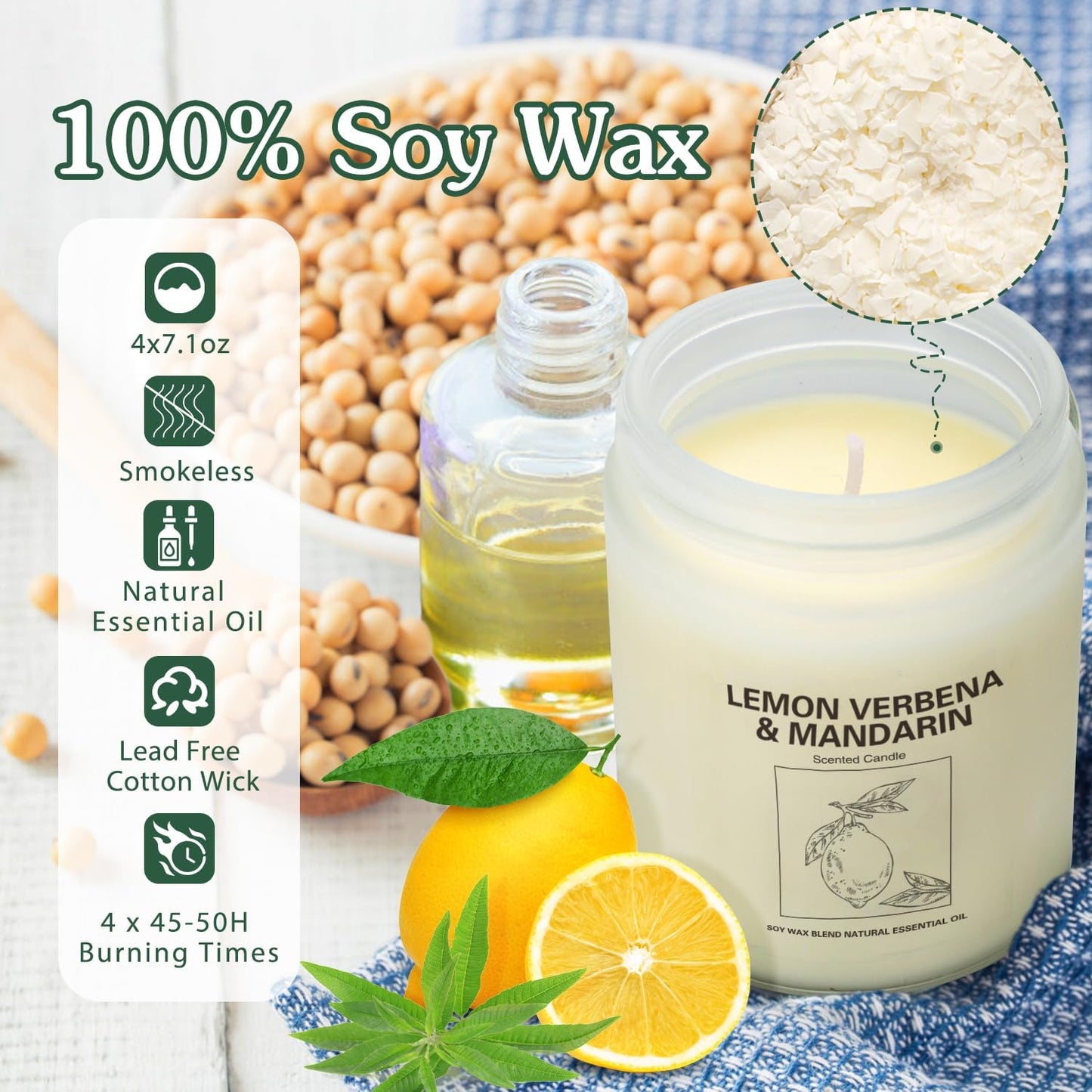 Candles | Candles for Home Scented | 2 Pack 7.1Oz Natural Soy Wax Aromatherapy Candles | over 120 Hours of Burn Time | Christmas Scented Candles Gifts Sets for Women | Apple Cinnamon Candles