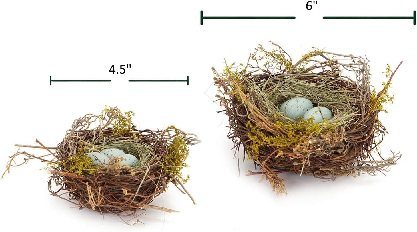 Faux Decorative Bird'S Egg Nest - Cute Bird Nest with Eggs Tabletop Decoration for Spring, Summer, Everyday Home Decor (Robin'S Eggs - Set of 2)