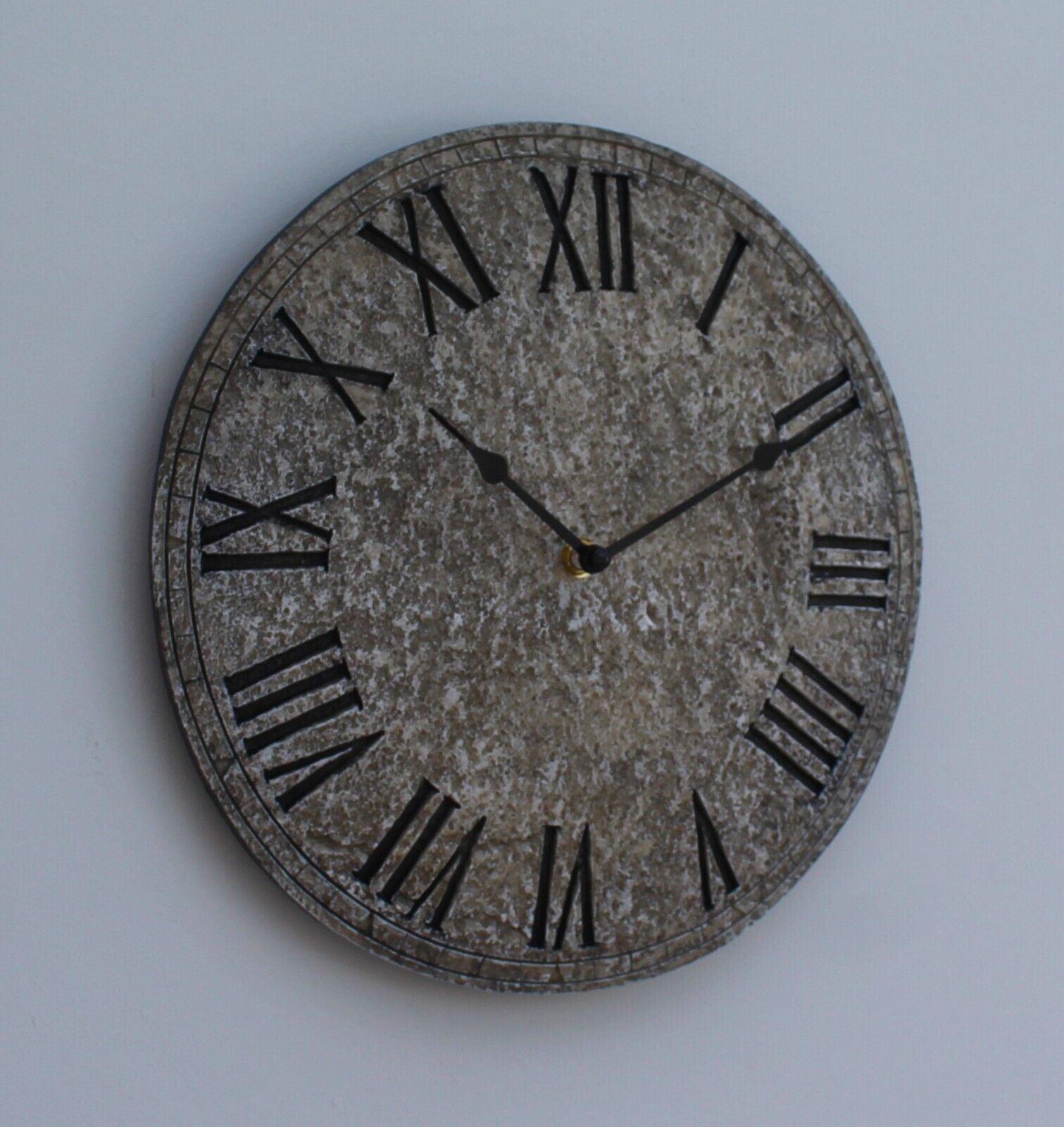 Wall Clock Garden Station Ornament Outdoor Stone Effect 12 Inch