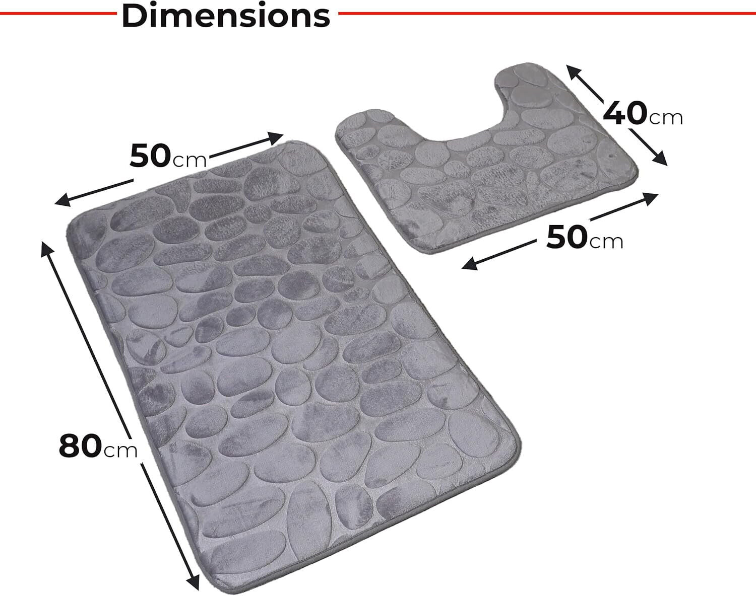 2 PCS Bathroom NON SLIP BATH MAT MEMORY FOAM ULTRA SOFT TOILET BATHROOM RUGS