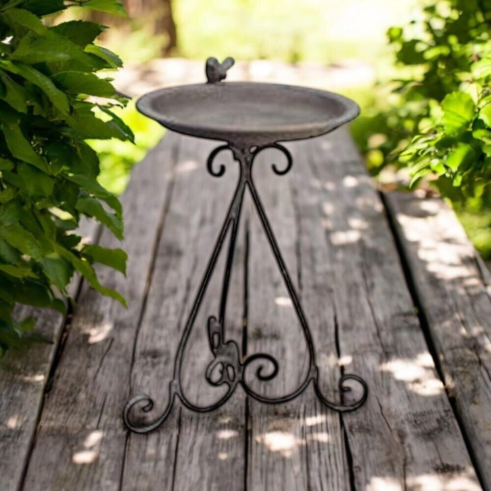 Antique Iron Metal 50Cm Feeder Birdbath for Floral Outdoor Garden Ornament Décor