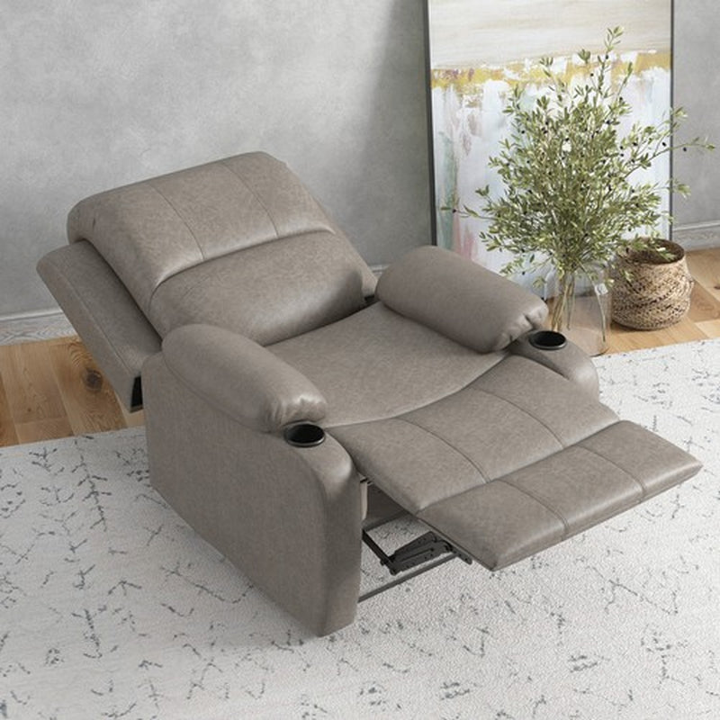 Recliner Chairs for Living Room, Microfibre Cloth Reclining Armchair, Brown