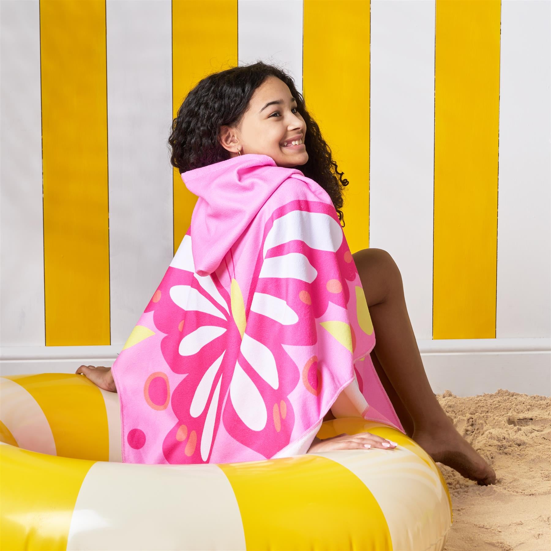 Kids Poncho Beach Towel Hooded Quick Dry Microfibre Holiday Swimming Absorbent