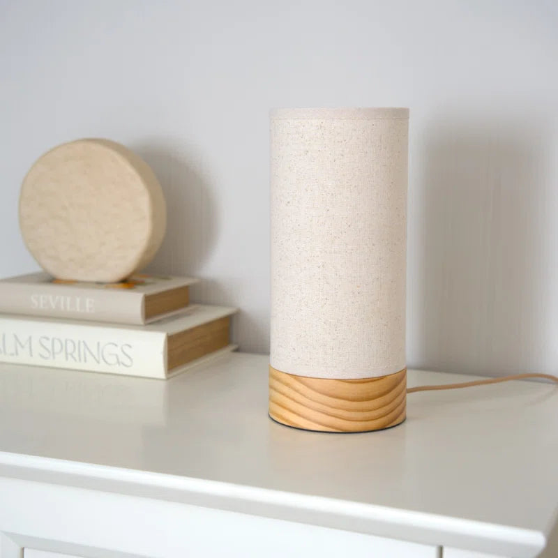 Rollyn Pair of Natural Bamboo Fabric Wooden Table Lamps