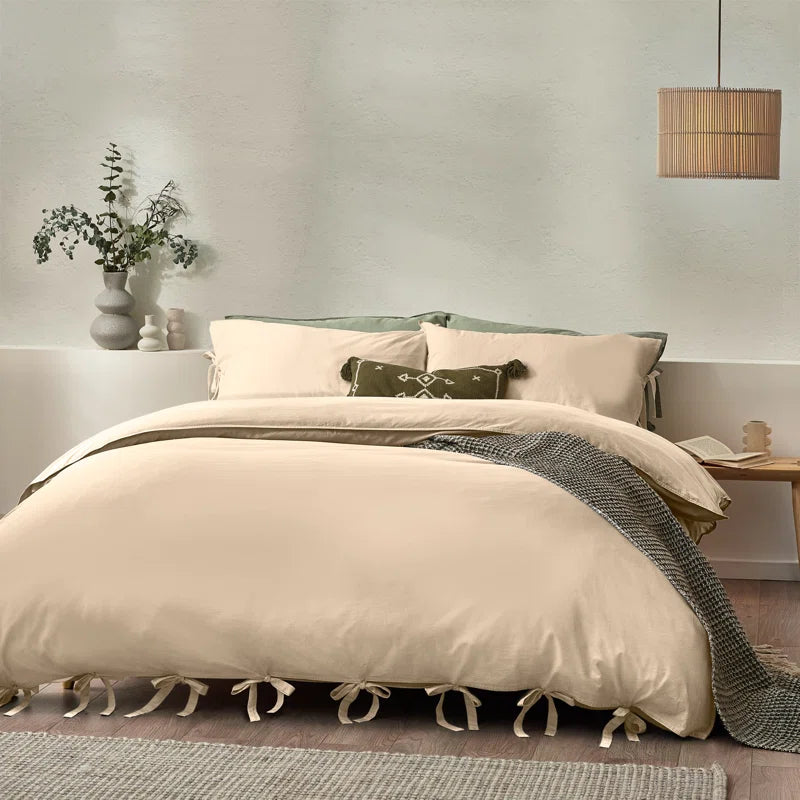 Thatcham Cotton Solid Colour Duvet Cover Set with Pillowcases
