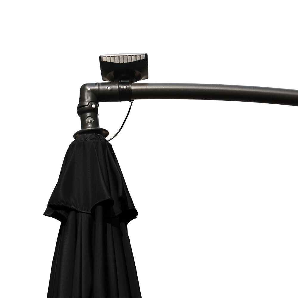 3M LED Powered Banana Parasol Outdoor Garden Hanging Cantilever Umbrella Crank