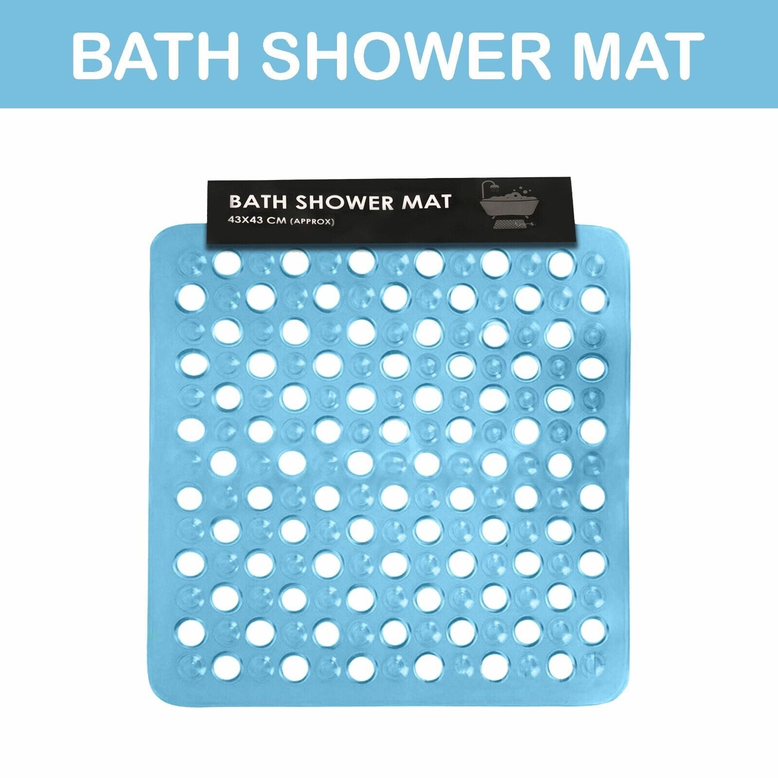 BATH SHOWER MAT NON SLIP PVC BATHROOM RUBBER MATS anti SLIP SUCTION 43 X 43 Cm