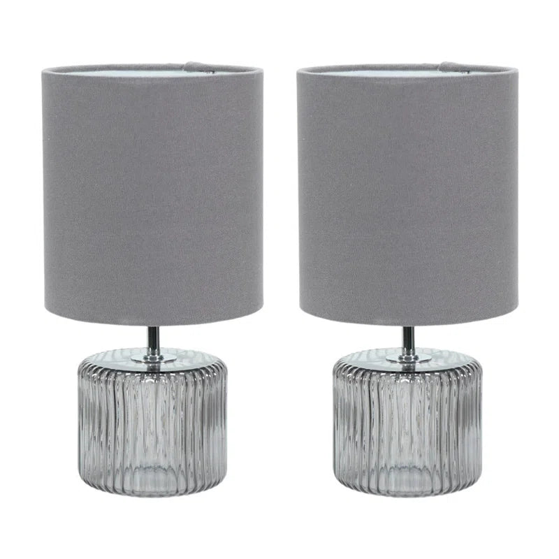 Rokiatou Pair of Glass Table Lamps with Lamp Shades