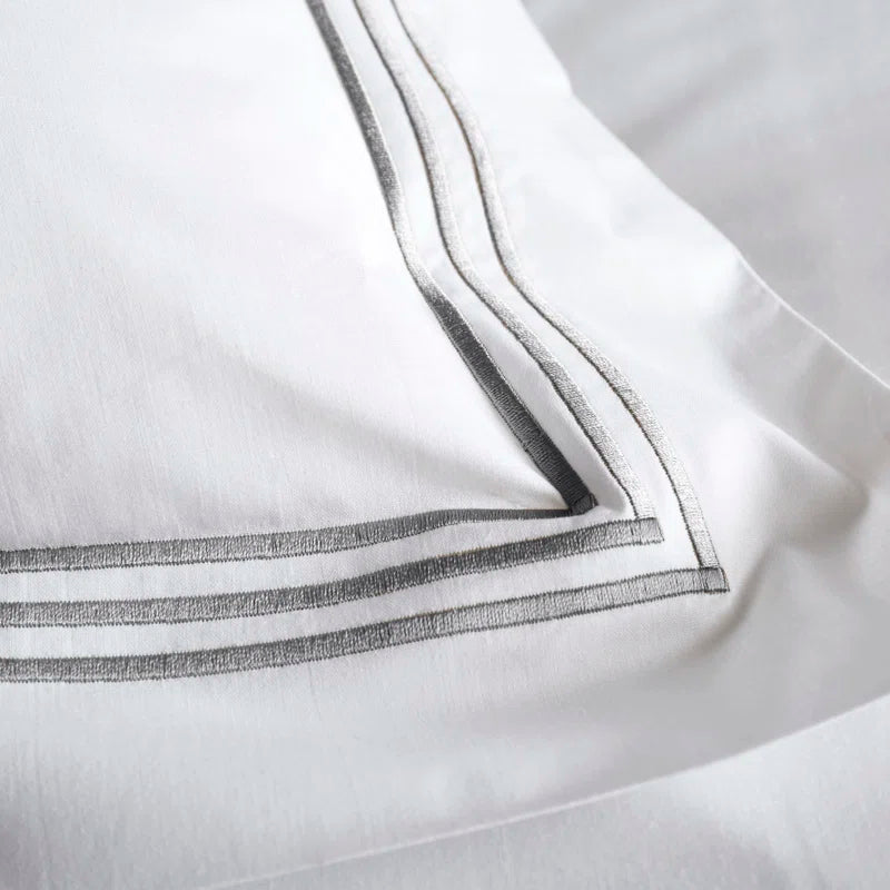 Cotton Blend, Polyester Solid Colour Duvet Cover with Pillowcases