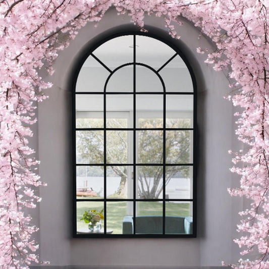 Framed Arched Mirror Wall Mounted Cast Iron Large Mirror Indoor Outdoor Garden