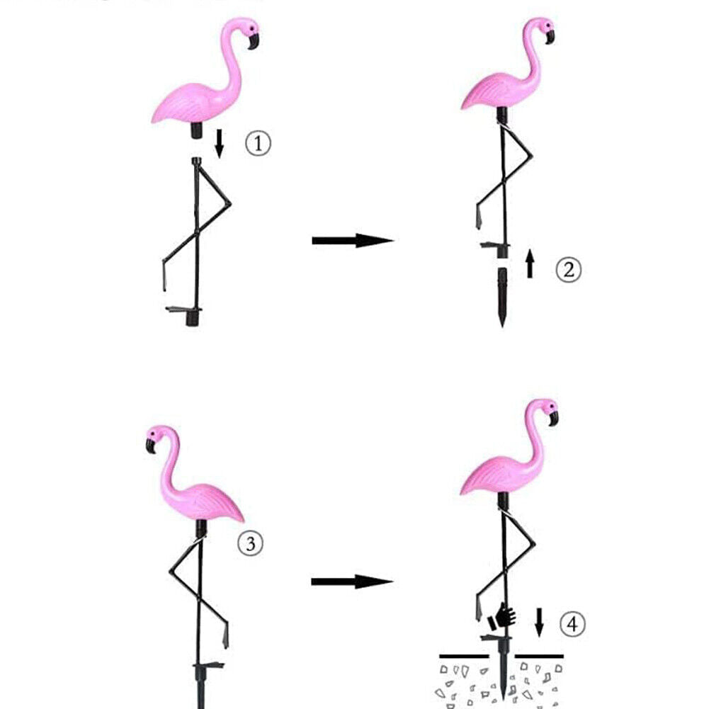 3Pcs LED Solar Flamingo Lights Outdoor Garden Lawn Lamp Stake Landscape Lighting