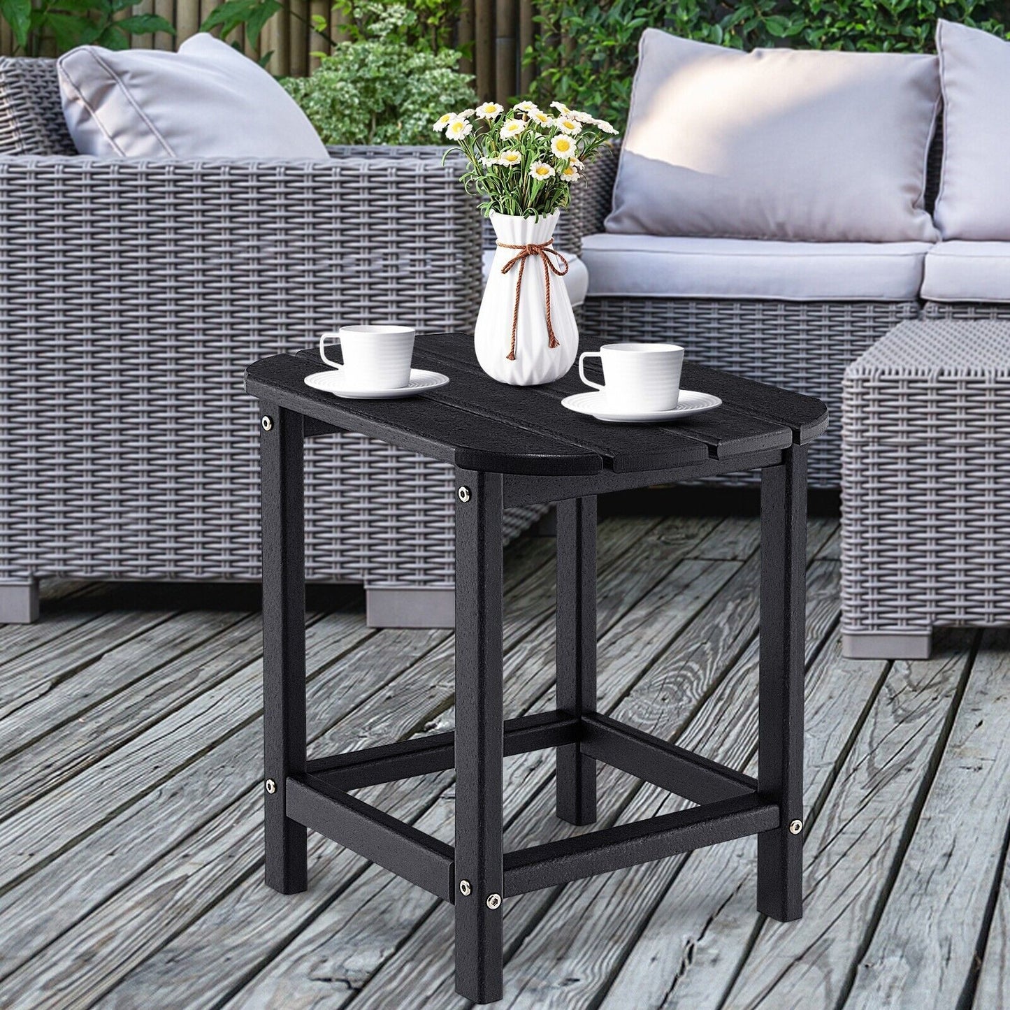 Side Table Indoor Outdoor Garden Patio HDPE Adirondack Rectangular End Table
