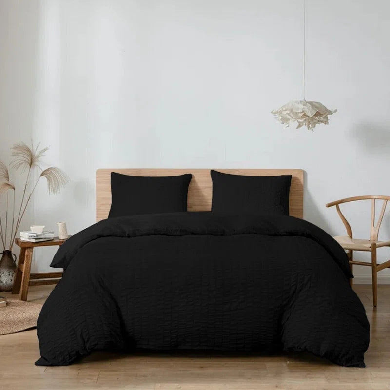 Seersucker Duvet Cover Set with Pillowcases