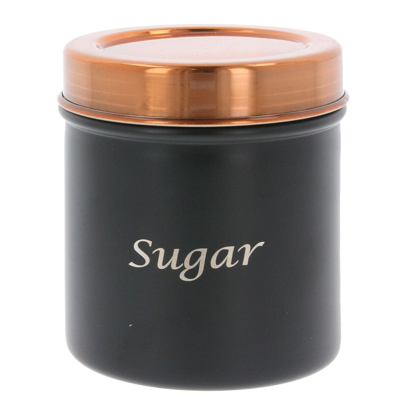 Tea Coffee Sugar Canisters Black Copper Set of 3 Kitchen Storage Jars Pots Metal