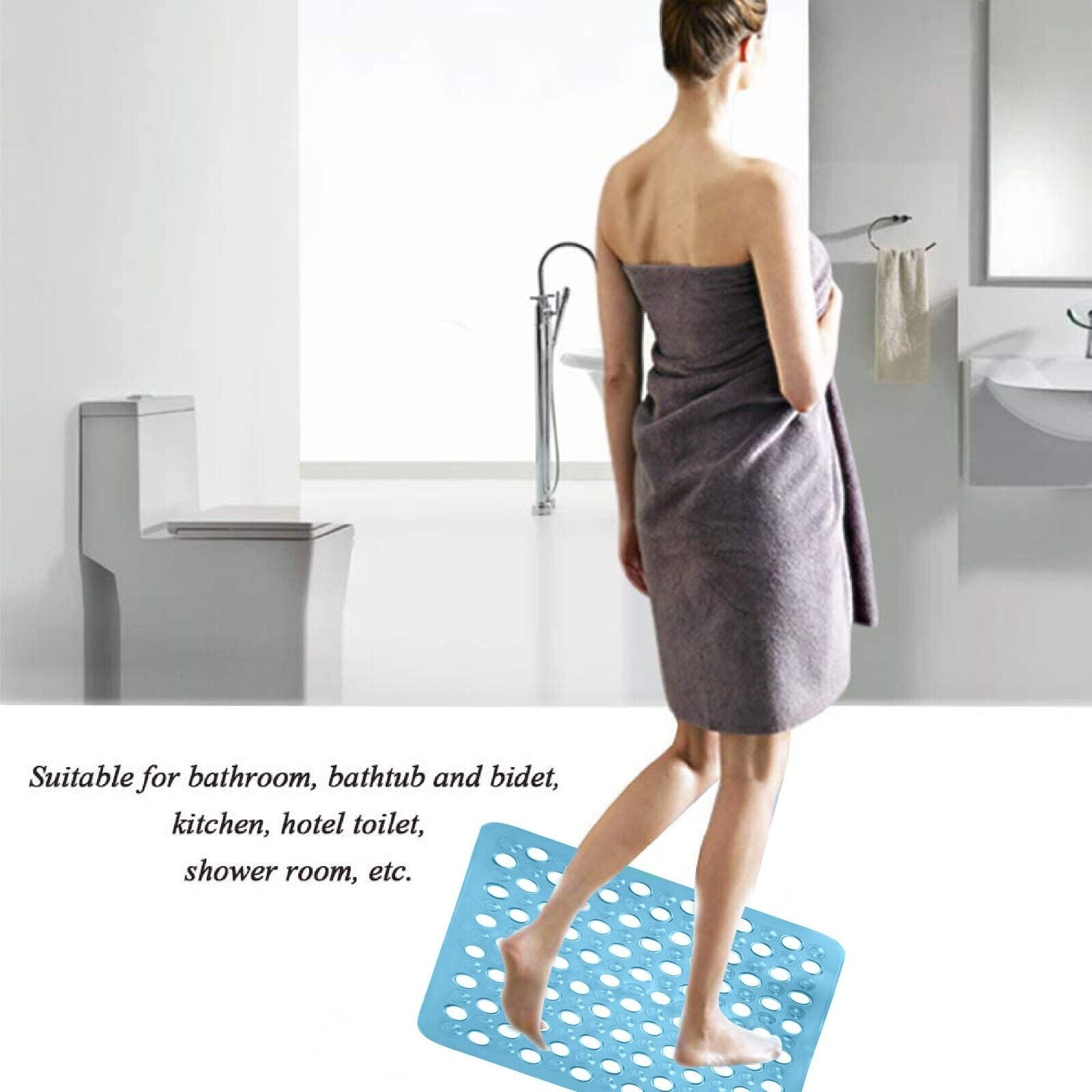 BATH SHOWER MAT NON SLIP PVC BATHROOM RUBBER MATS anti SLIP SUCTION 43 X 43 Cm